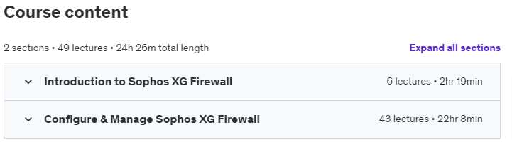 Course topics · Sophos XG Firewall for Beginners-Part 1/2 2021-7