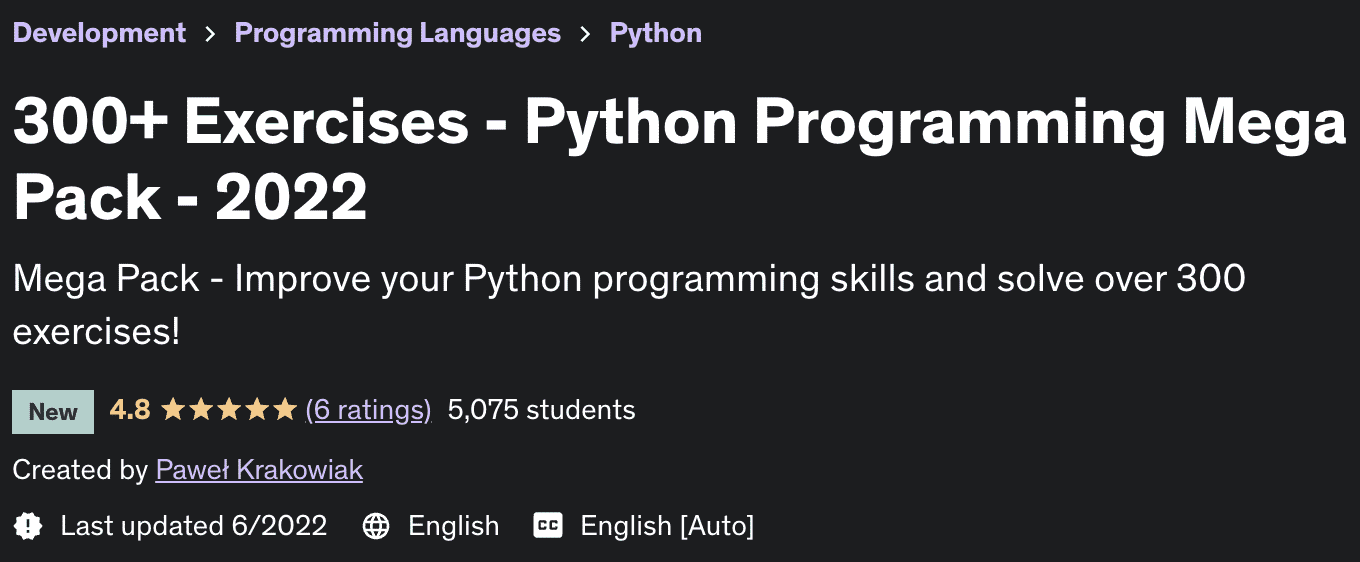 Pictures · Udemy — 300+ Exercises – Python Programming Mega Pack – 2022 2022-5