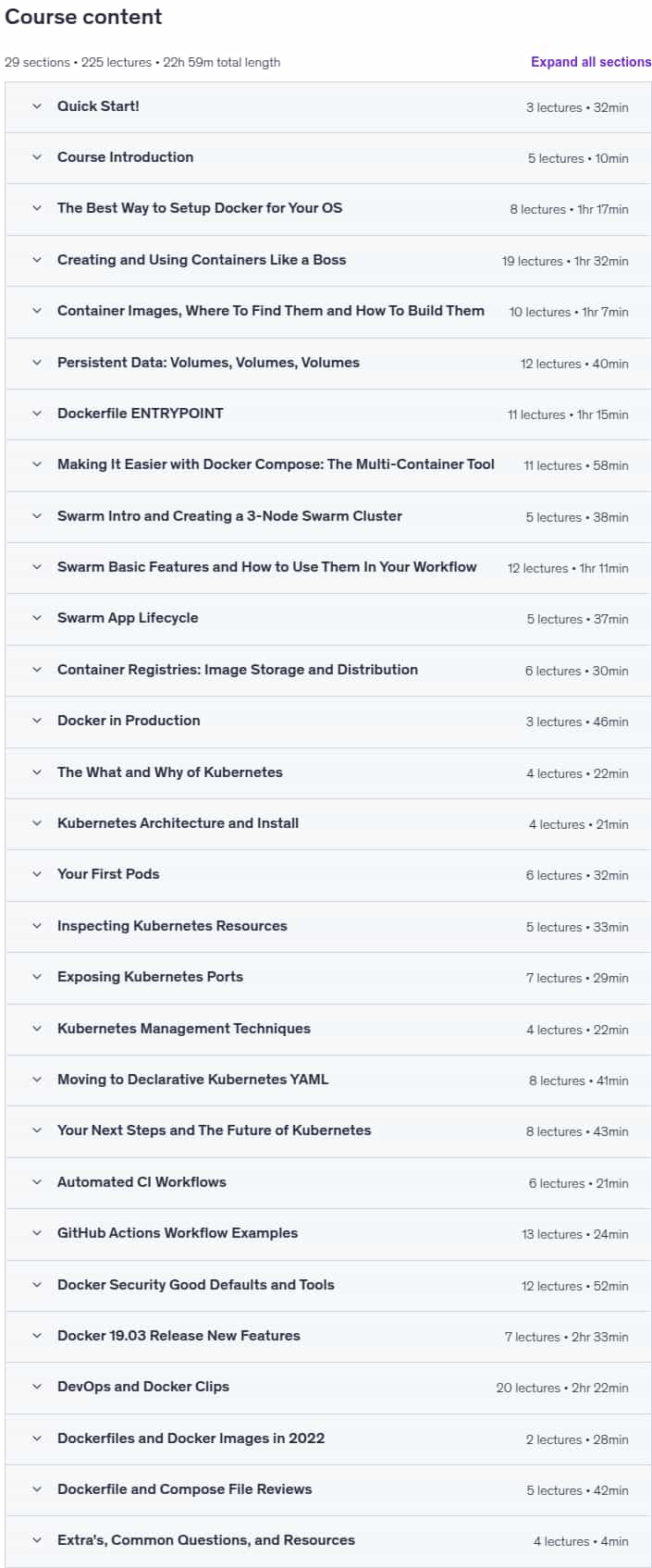 Course topics · Docker Mastery: with Kubernetes +Swarm from a Docker Captain 2025-9
