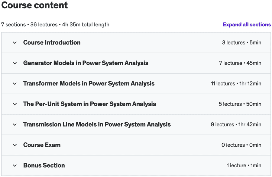 Course topics · Udemy — Power Engineering: Power System Analysis – Part 2 2020-11