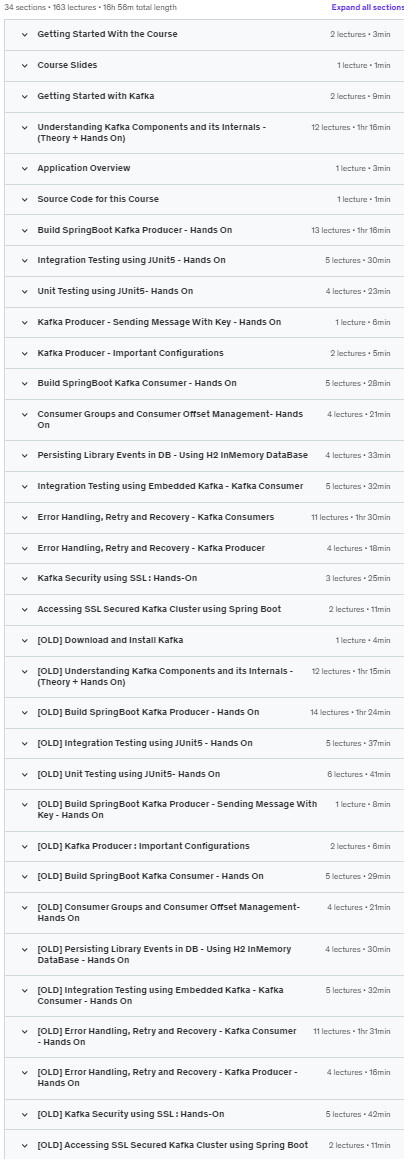 Course topics · Udemy — Apache Kafka for Developers using Spring Boot[LatestEdition] 2020-6