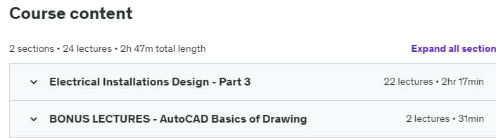 Course topics · Udemy — Electrical Installations Design – Part 3 2020-4