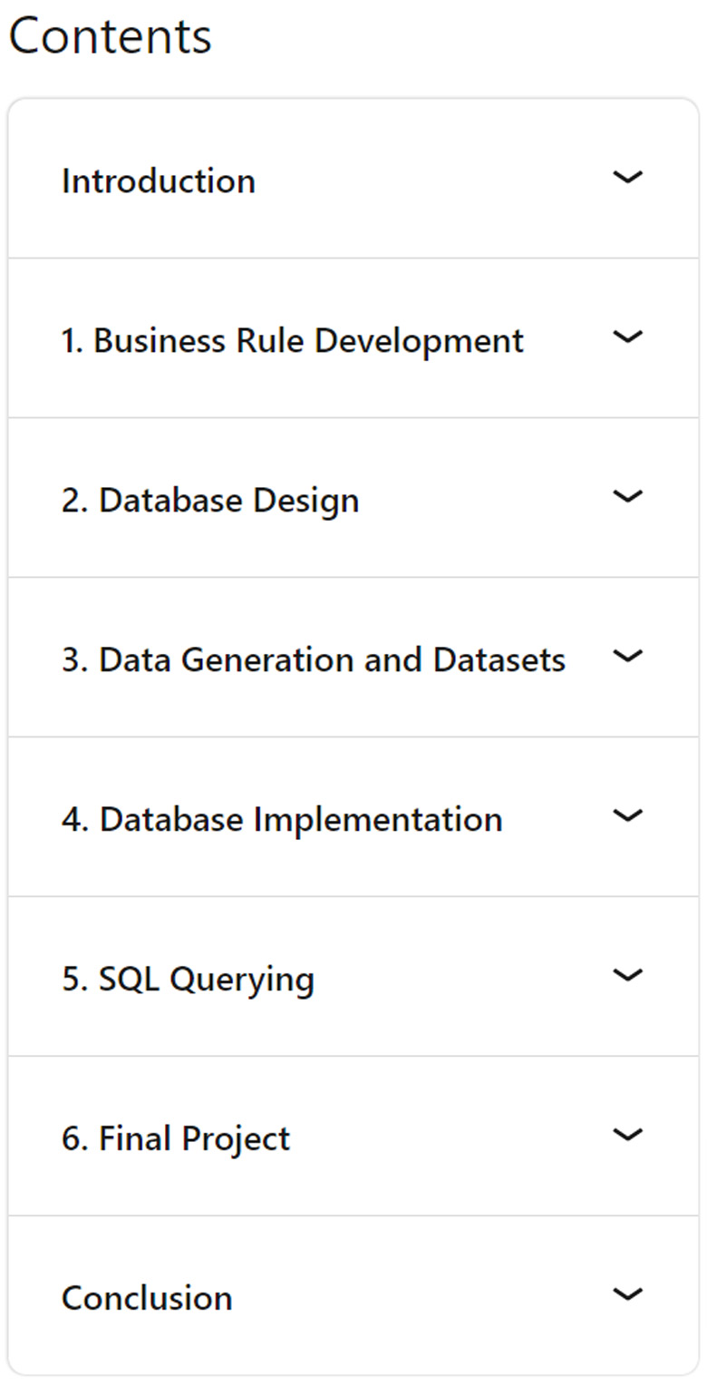 Course topics · Practical Database Design: Implementing Responsible Data Solutions with SQL Querying 2024-6