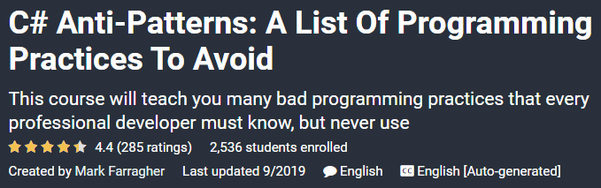 Pictures · Udemy — C# Anti-Patterns: A List Of Programming Practices To Avoid 2019-9
