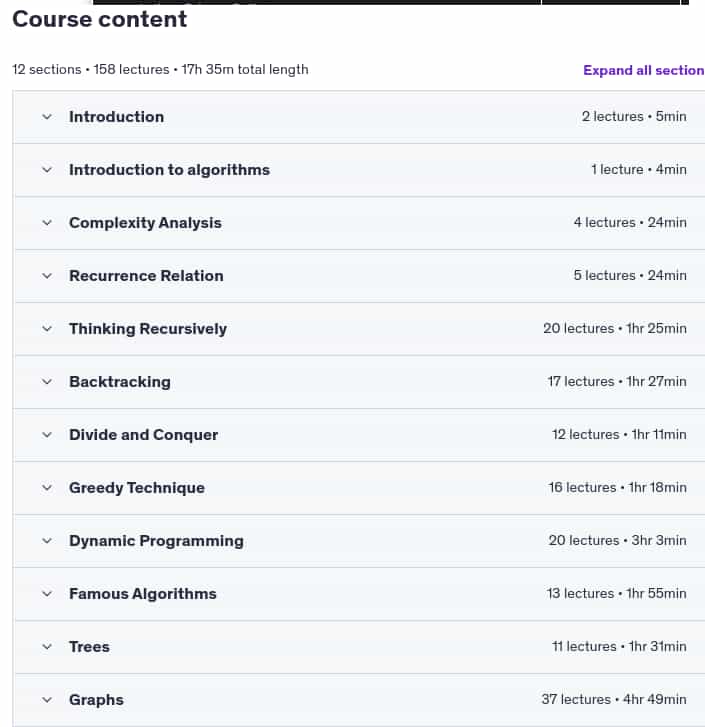 Course topics · Udemy — Algorithms in Python : Design Techniques And Approach 2023-9