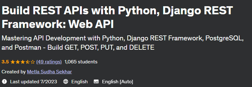 Pictures · Build REST APIs with Python, Django REST Framework: Web API 2023-7