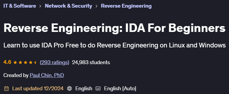 Pictures · Udemy — Reverse Engineering: IDA For Beginners 2024-12