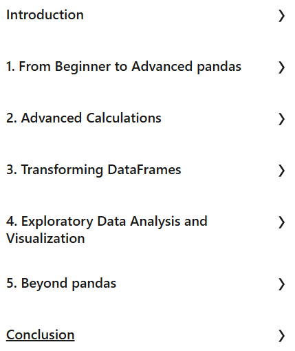 Course topics · Advanced Pandas 2025-7