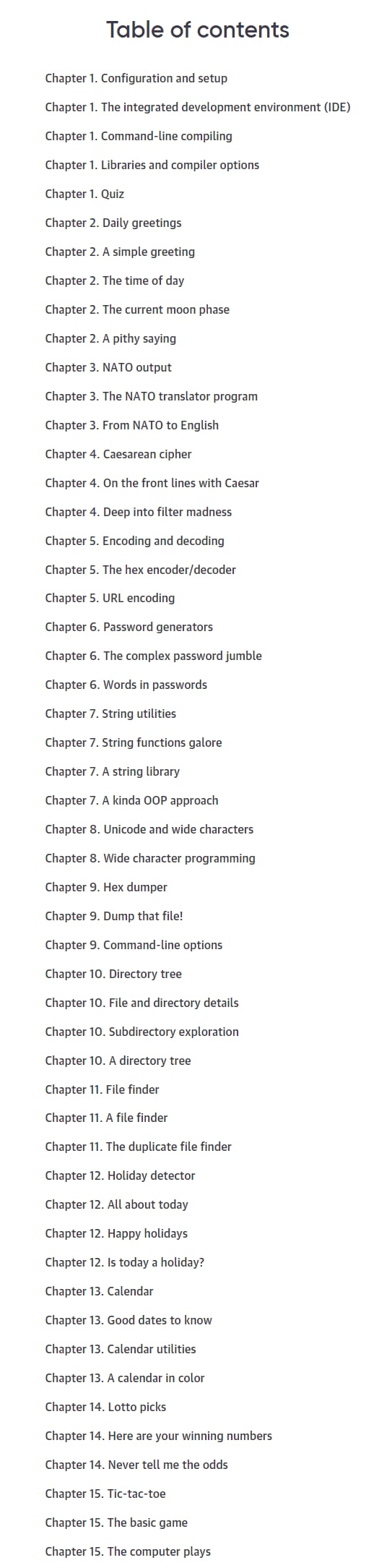 Course topics · Oreilly – Tiny C Projects, Video Edition 2022-12