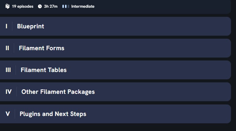 Course topics · Laracasts — Rapid Laravel Apps With Filament 2024-1