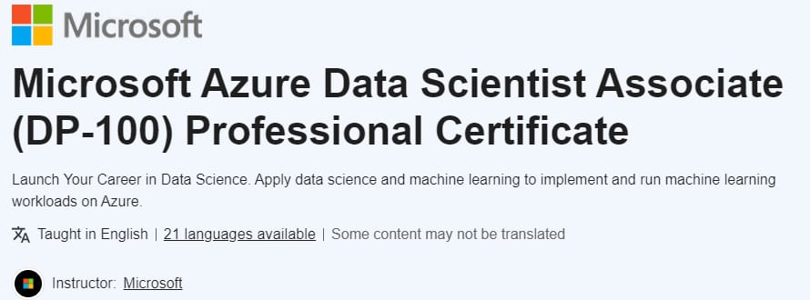 Pictures · Microsoft Azure Data Scientist Associate (DP-100) Professional Certificate 2024-6