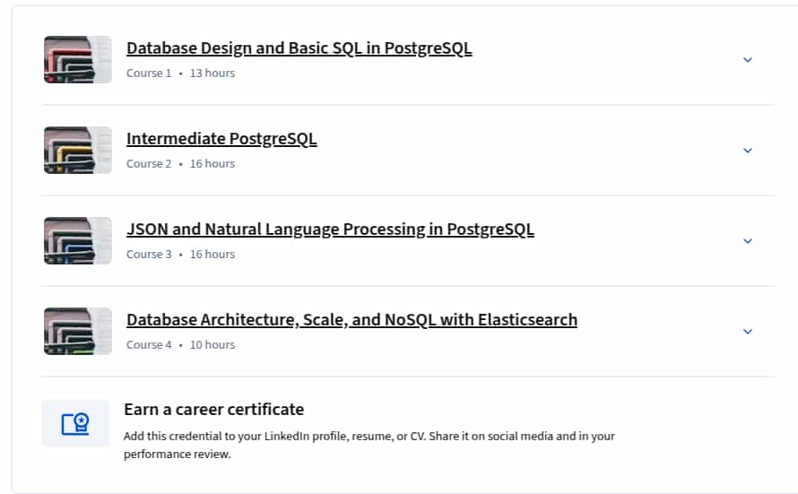 Course topics · PostgreSQL for Everybody Specialization 2025-9