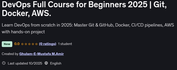 Pictures · Udemy — DevOps Full Course for Beginners 2025 | Git, Docker, AWS. 2025-10