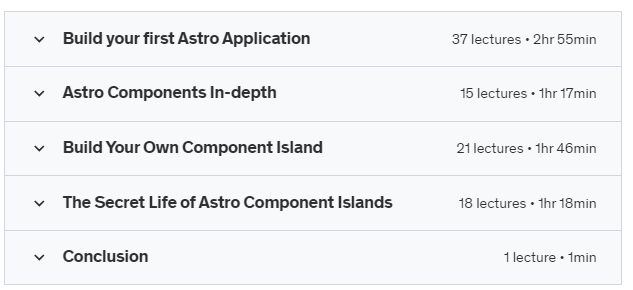 Course topics · AstroJS 101: Build Blazing Fast Frontends! 2023-9