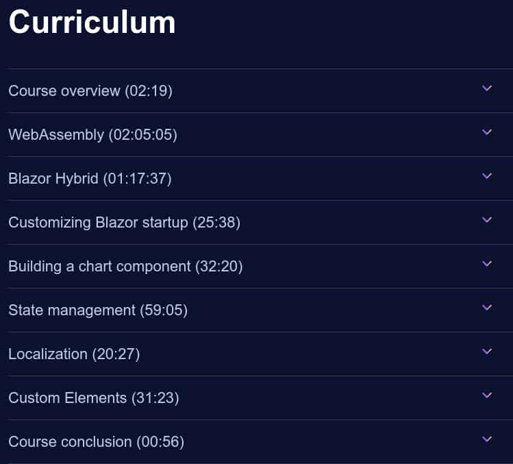 Course topics · Dometrain – Deep Dive: Blazor 2024-12