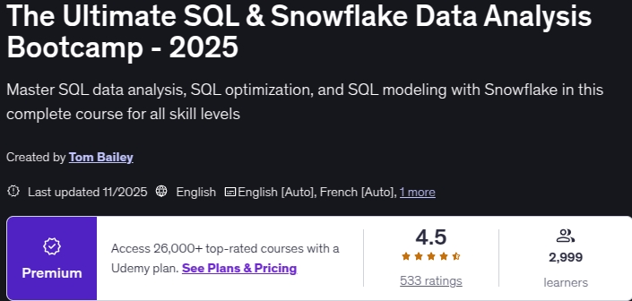 Pictures · Udemy — The Ultimate SQL & Snowflake Data Analysis Bootcamp – 2025 2025-11