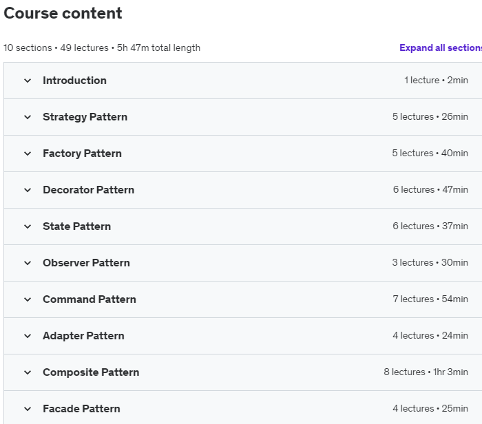 Course topics · Udemy — Design Patterns Simplified – Part 1 2020-11