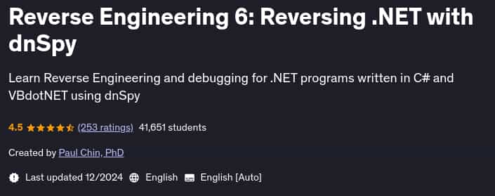 Pictures · Udemy — Reverse Engineering 6: Reversing .NET with dnSpy 2024-12
