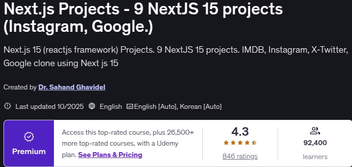 Pictures · Next.js Projects – 9 NextJS 15 projects (Instagram, Google.) 2025-10