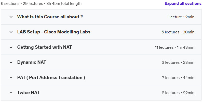 Course topics · Udemy — Networking Concepts – NAT (Network Address Translation ) 2024-10