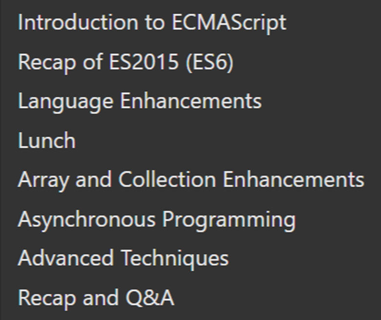 Course topics · FrontendMasters — Professional JS: Features You Need to Know 2024-5