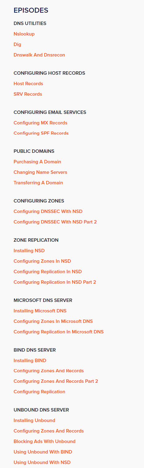 Course topics · ITProTV — DNS 2022-1
