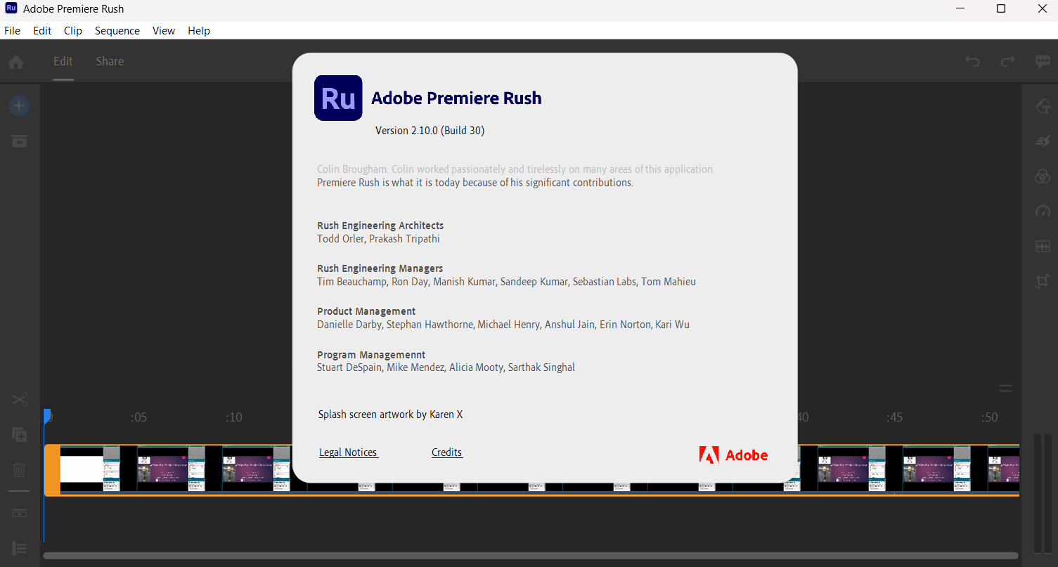 Pictures · Adobe Premiere Rush 2.10.0.30 Windows / 1.5.62 macOS