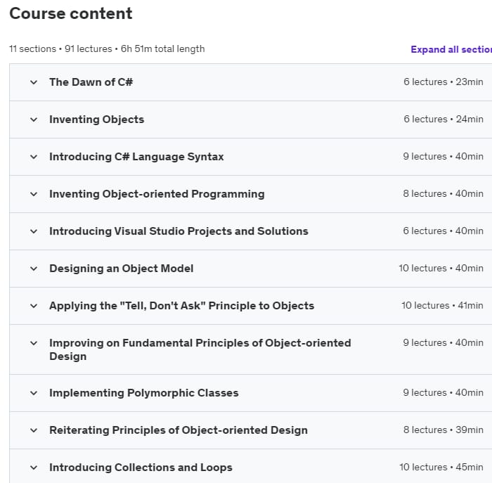 Course topics · Beginning Object-oriented Programming with C# 2023-1