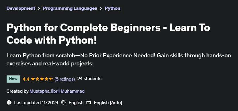 Pictures · Udemy — Python for Complete Beginners – Learn To Code with Python! 2024-9