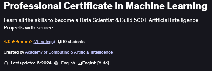Pictures · Professional Certificate in Machine Learning 2023-8
