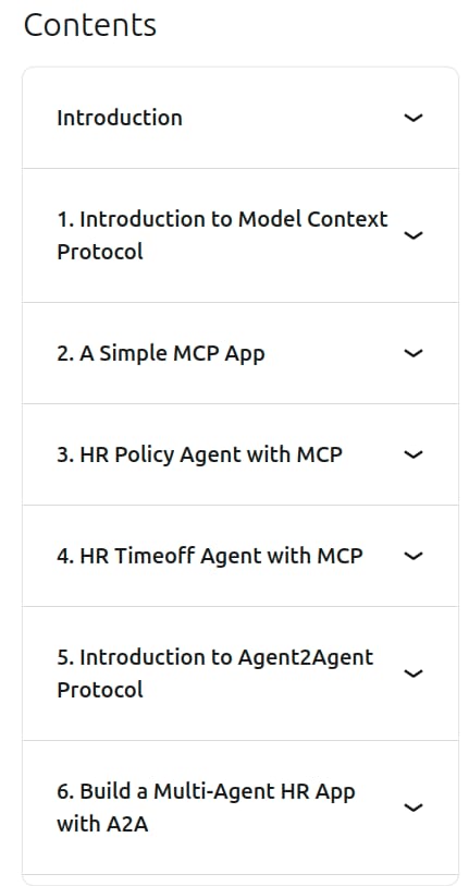 Course topics · Hands-On AI: Building AI Agents with Model Context Protocol (MCP) and Agent2Agent (A2A) 2025-8