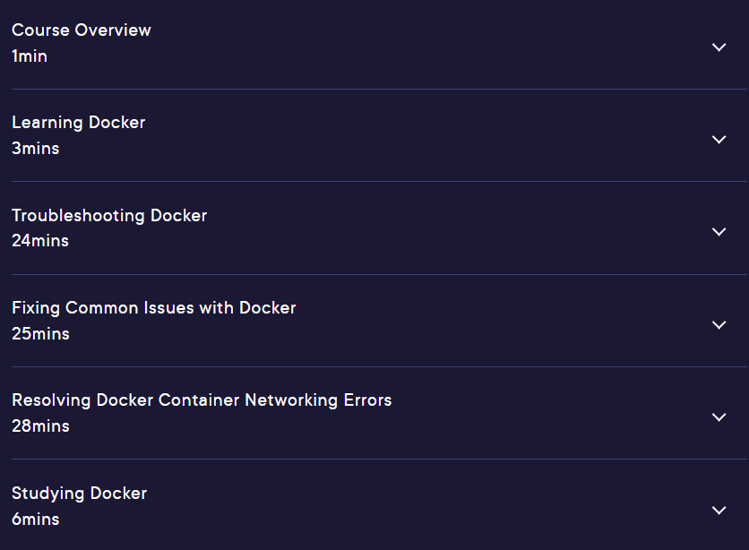 Course topics · Pluralsight — Tactics and Tools for Troubleshooting Docker 2022-5