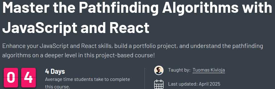 Pictures · ZeroToMastery – Master the Pathfinding Algorithms with JavaScript and React 2025-4