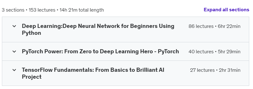 Course topics · Udemy — Deep Learning Bootcamp: Neural Networks with Python, PyTorch 2024-12