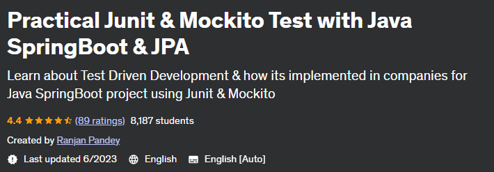 Pictures · Practical Junit & Mockito Test with Java SpringBoot & JPA 2022-2