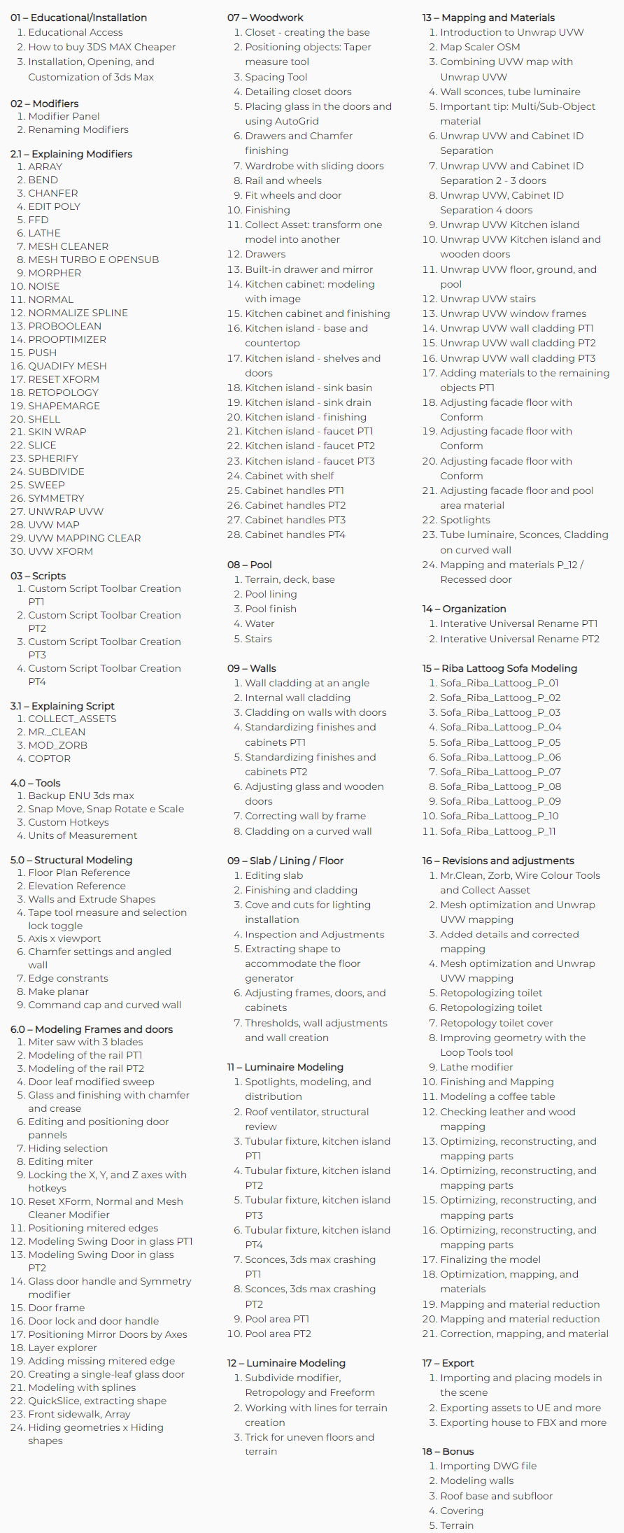 Course topics · Dviz — Modeling with 3Ds Max 2024-7