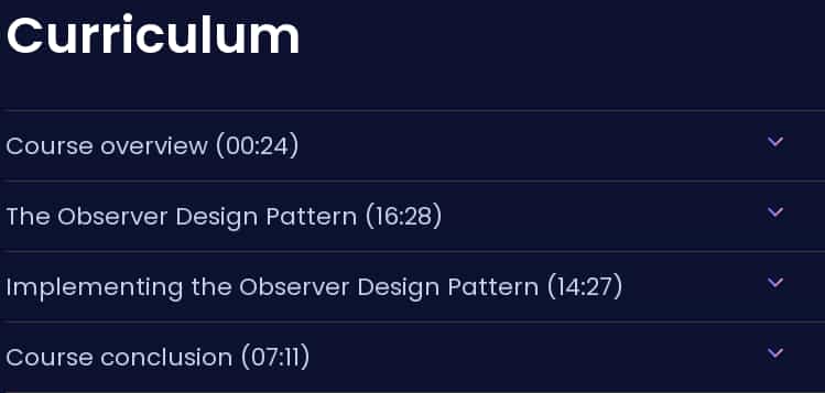 Course topics · Dometrain — Design Patterns in C#: Observer 2024-11