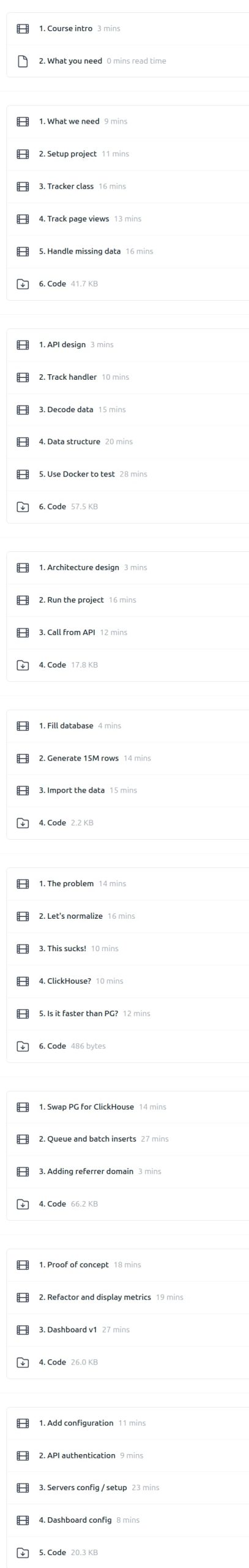 Course topics · Dominic Stpierre — Build a Google Analytics in Go 2025-5