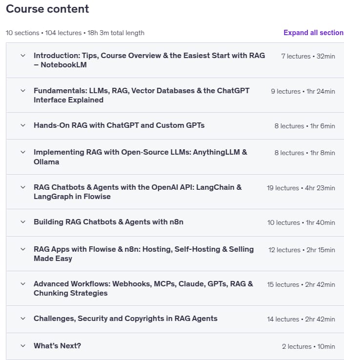 موضوعات الدورة · وكلاء RAG: بناء التطبيقات و GPTs مع APIs / MCP ، LangChain & n8n 2025-11