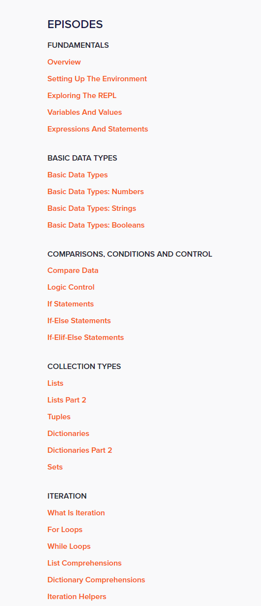 Course topics · ITProTV — Programming Fundamentals 2022-6