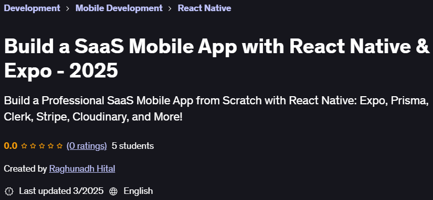 Pictures · Udemy — Build a SaaS Mobile App with React Native & Expo – 2025 2025-3