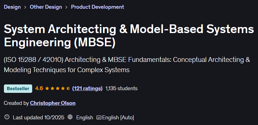 Pictures · Udemy — System Architecting & Model-Based Systems Engineering (MBSE) 2025-8