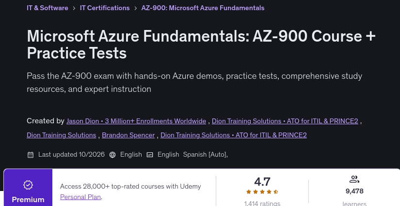 Pictures · Udemy — Microsoft Azure Fundamentals: AZ-900 Course + Practice Tests 2026-10