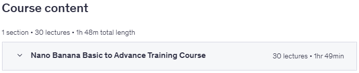 Course topics · Nano Banana Masterclass: AI Photo Editing & Design 2025-10