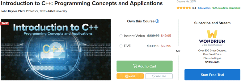 Pictures · The Great Courses — Introduction to C++: Programming Concepts and Applications 2022-5