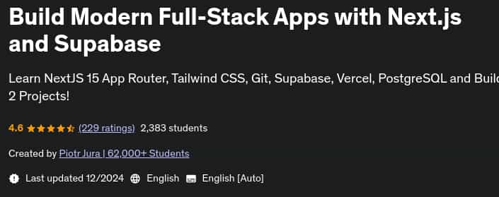 Pictures · Next.js & Supabase Mastery: Build 2 Full-Stack Apps 2024-12