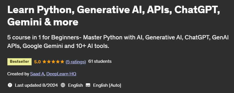 Pictures · Learn Python, Generative AI, APIs, ChatGPT, Gemini & more 2024-8