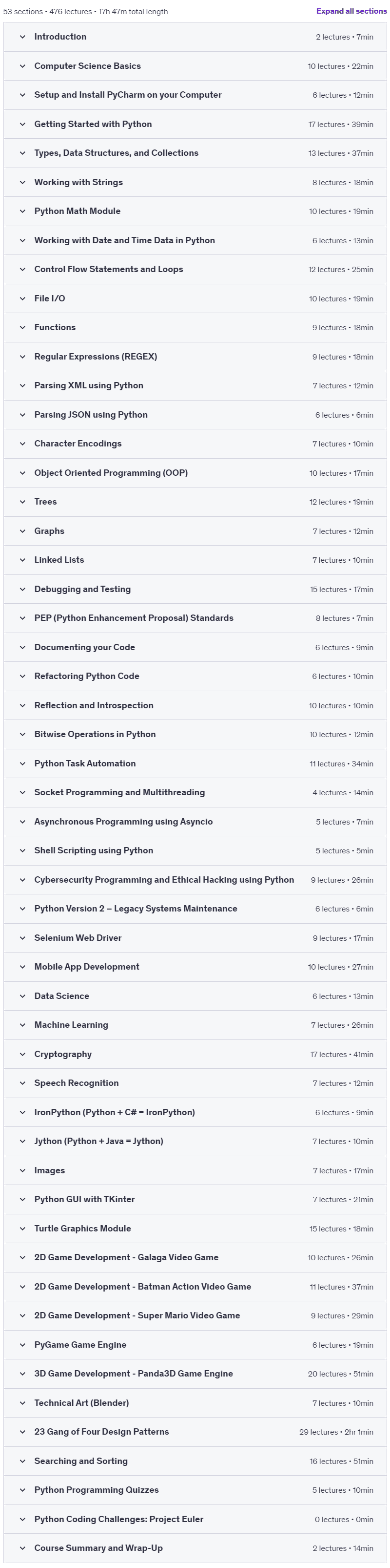 Course topics · Udemy — Ultimate Python – ML, AI, Hacking, Speech Recognition & more 2022-10