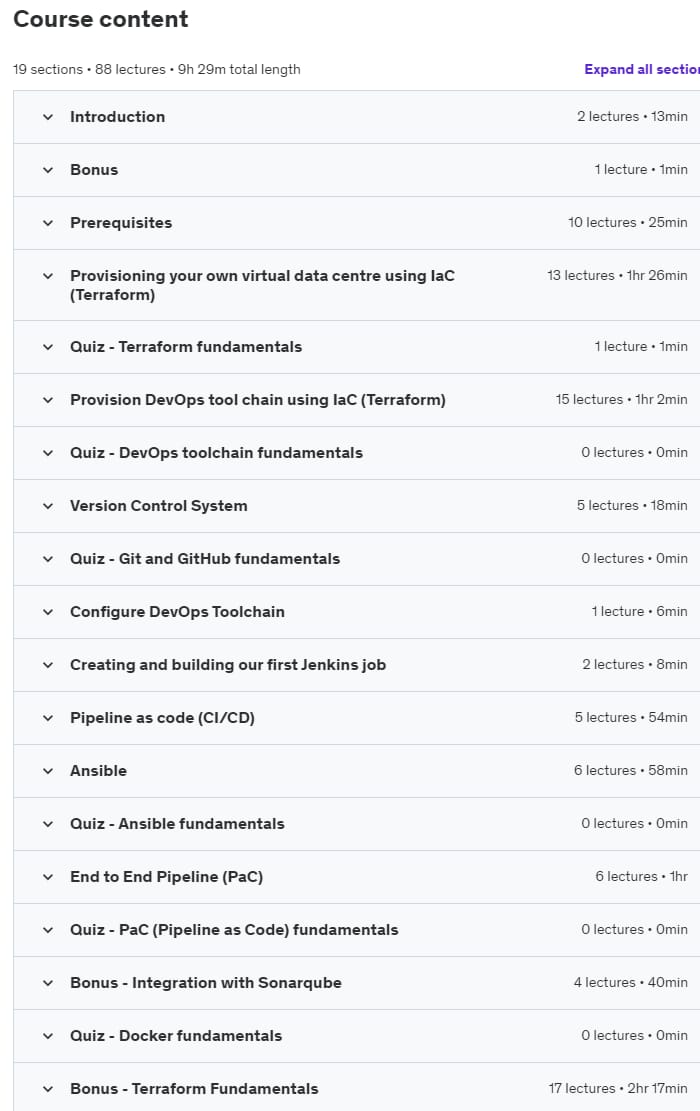 Course topics · DevOps: CI/CD with Jenkins Nexus Ansible Docker Terraform 2023-3
