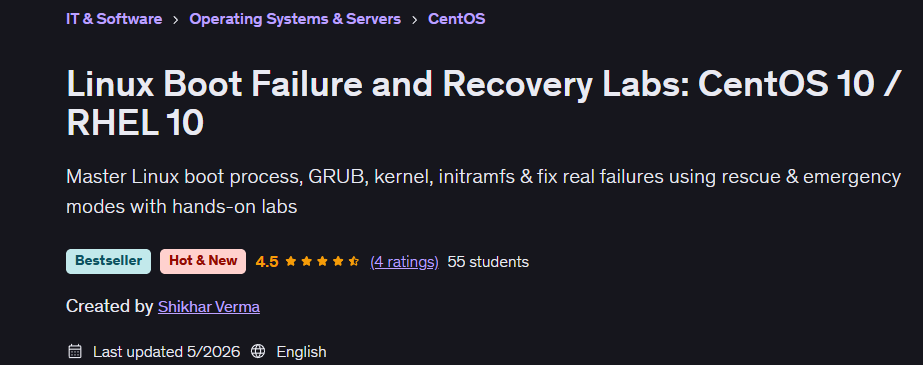 Изображения · Linux Лаборатория Boot Failure and Recovery Labs: CentOS 10 / РХЕЛ 10 2026-5
